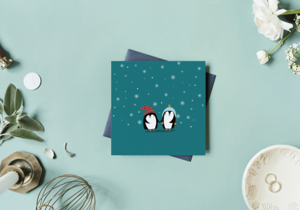 Schattige pinguïns als kerstkaart